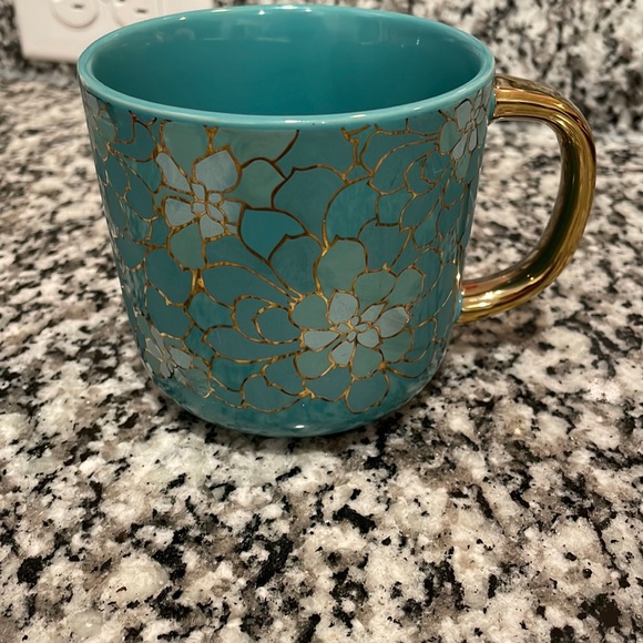 Thyme & Table Teal Succulent Stoneware Mug - Picture 1 of 2